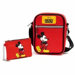 Cheapest 🎁 Buckle Down Disney Classic Mickey Mouse Deluxe Crossbody Bag & ID/Coin Keychain ✨