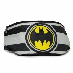 New ๐งจ Buckle-Down Fanny Pack - BATMAN Bat Signal Stripes Utility Belt Black Gray Yellow ๐